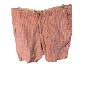 Tommy Bahama Red White Vertical Striped Mens Linen Shorts Sz 40